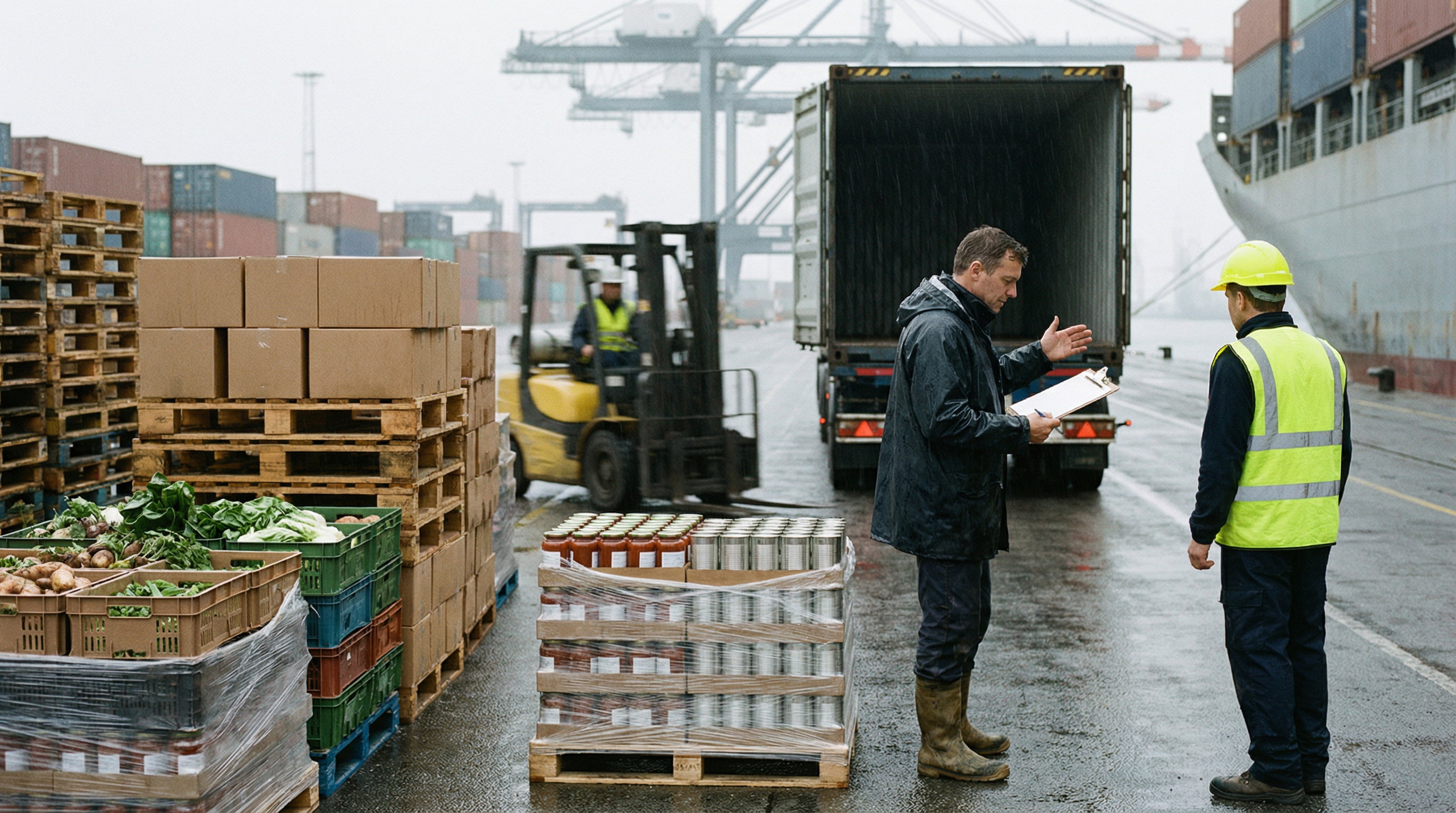 dechargement de marchandises sur le port du havre 