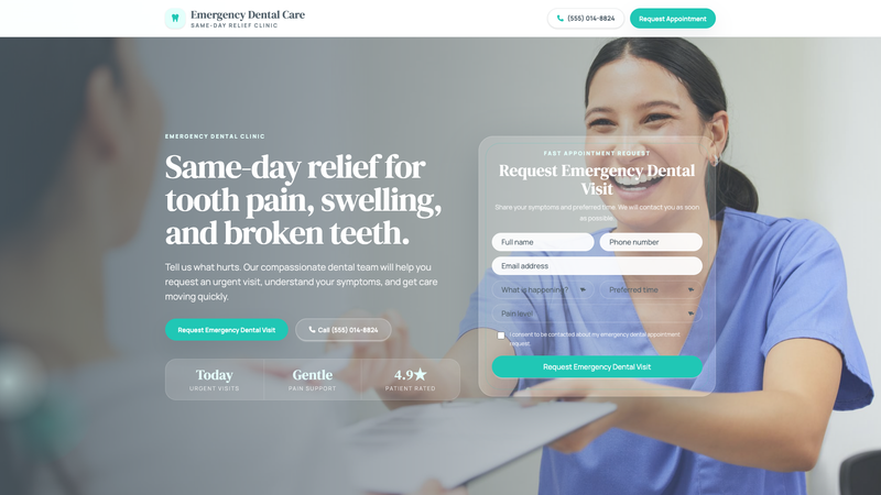 Emergency Dental Clinic Appointment Landing Page