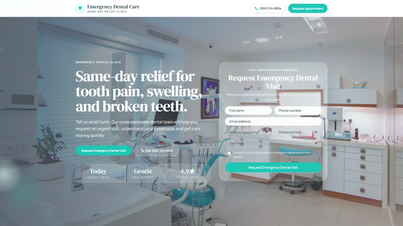 Emergency Dental Clinic Appointment Landing Page