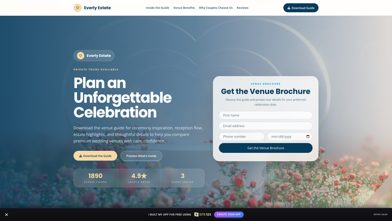 Luxury Venue Brochure Download Landing Page
