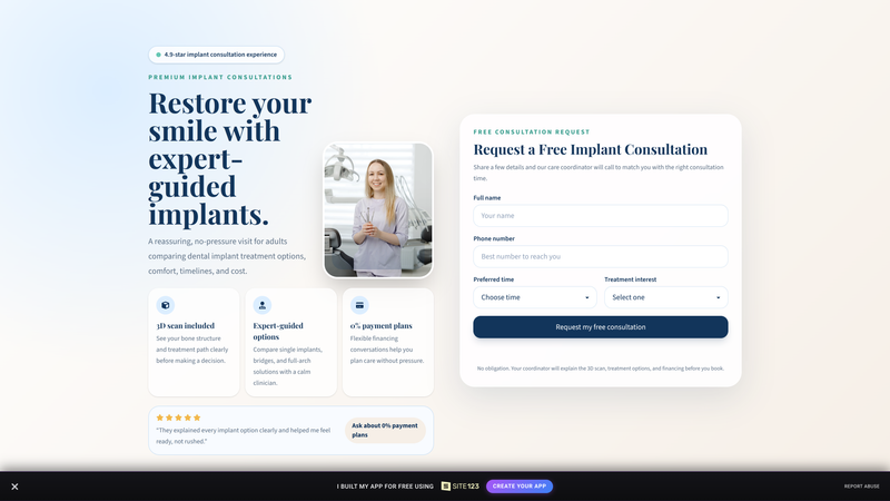 Dental Implant Consultation One-Screen Lead Page