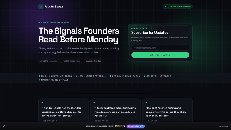 Founder Signals &mdash; Subscribe for Updates Landing Page