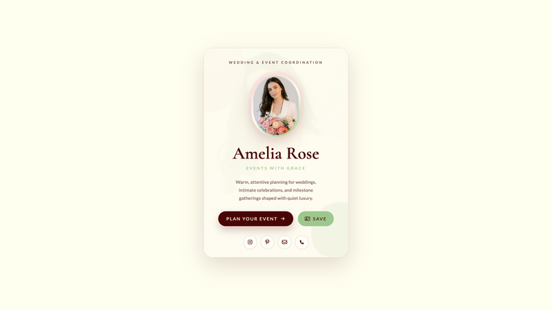 Event Planner Booking Card
