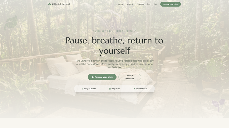 Wellness Yoga Retreat One-Pager