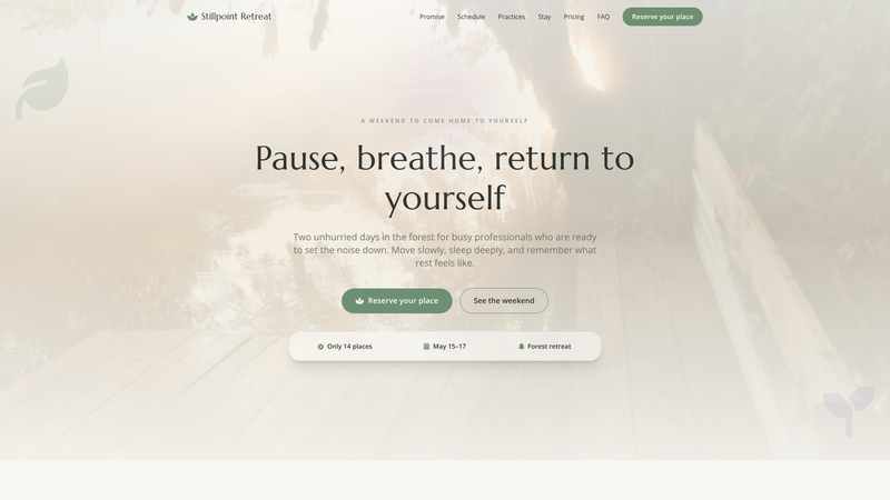 Wellness Yoga Retreat One-Pager