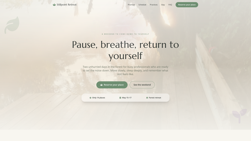 Wellness Yoga Retreat One-Pager