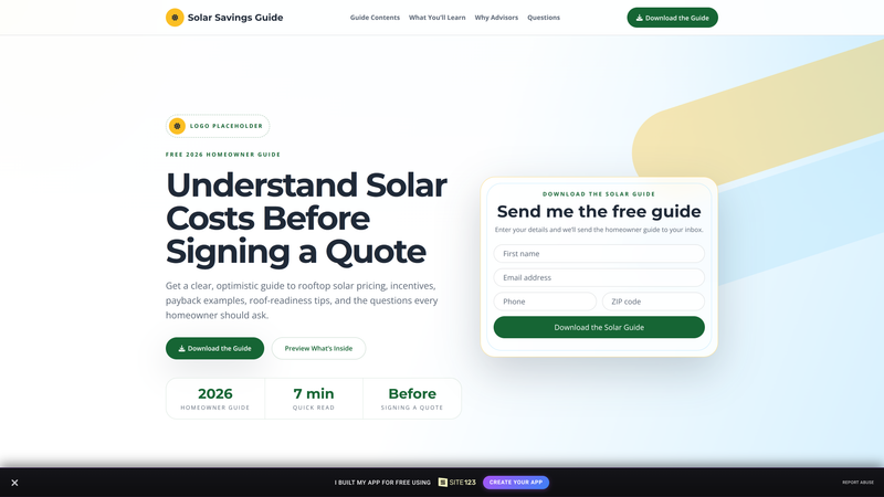 Solar Savings Guide Download Page