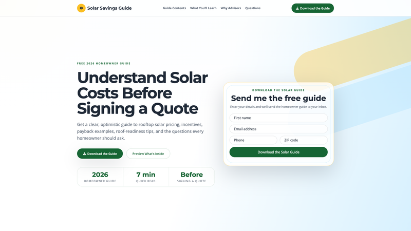 Solar Savings Guide Download Page