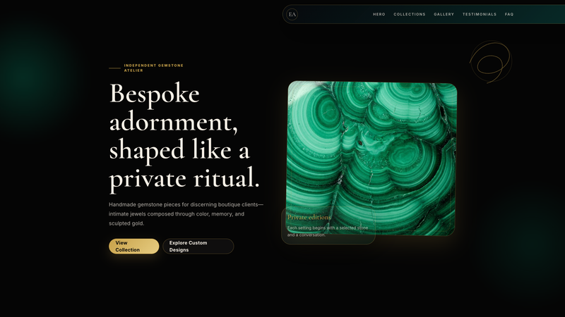 Emerald Atelier &mdash; Premium Handmade Jewelry One-Pager