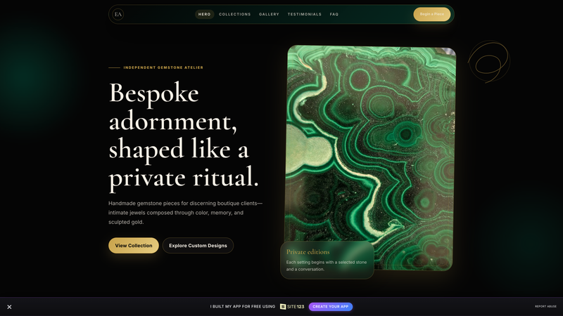Emerald Atelier &mdash; Premium Handmade Jewelry One-Pager