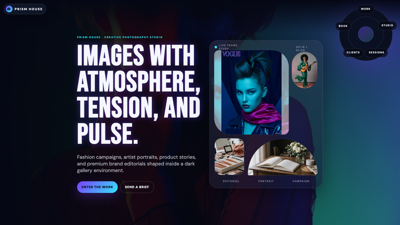 Prism House &mdash; Creative Photography Studio One-Pager