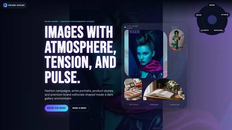 Prism House &mdash; Creative Photography Studio One-Pager