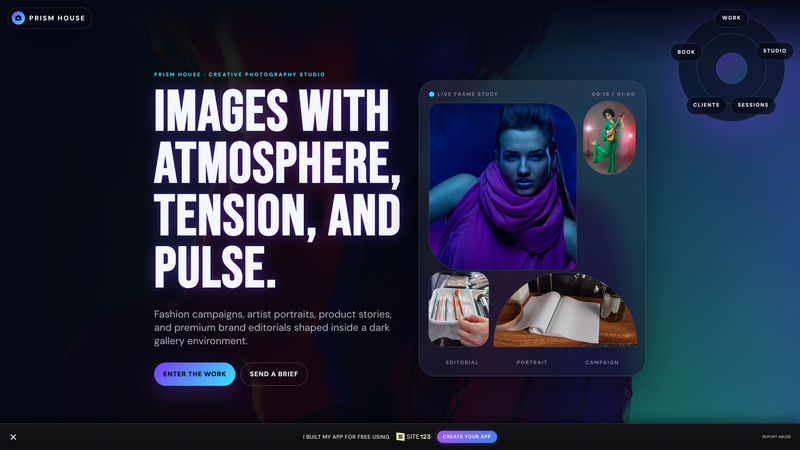 Prism House &mdash; Creative Photography Studio One-Pager