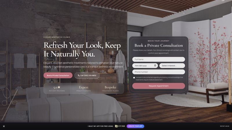 Cosmetic Clinic Consultation Landing Page