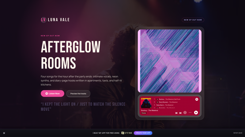 Indie Artist Spotify Release Landing Page