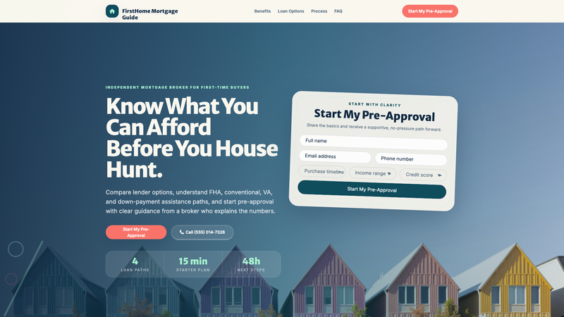 First-Time Buyer Mortgage Pre-Approval Page