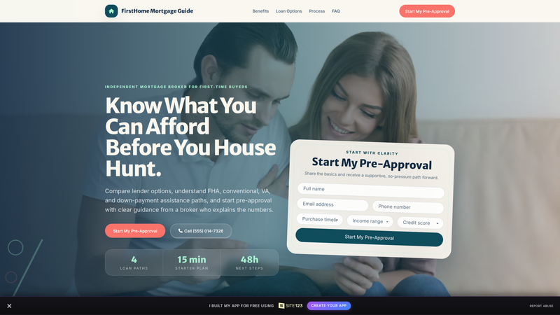 First-Time Buyer Mortgage Pre-Approval Page
