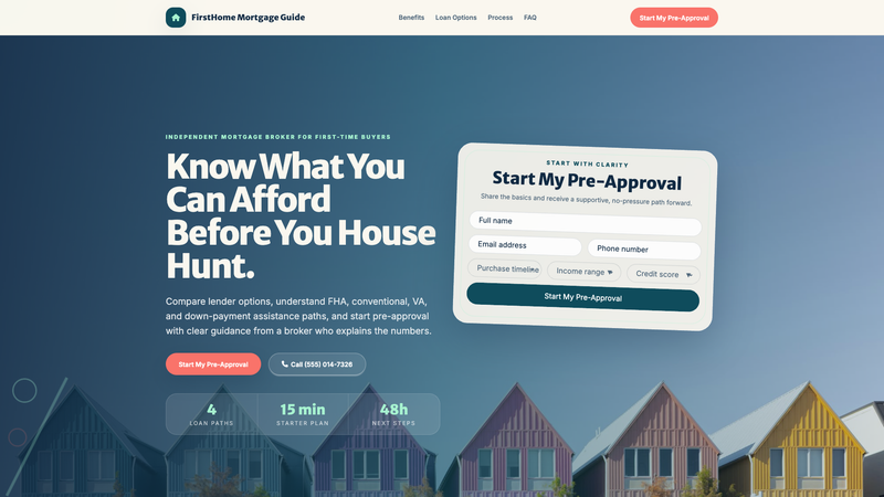 First-Time Buyer Mortgage Pre-Approval Page