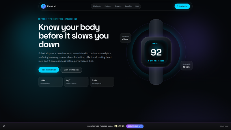 PulseLab &mdash; Wearable Health Tech One-Pager