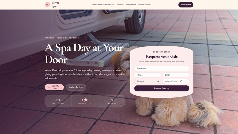 Velvet Paw Mobile Grooming One-Pager