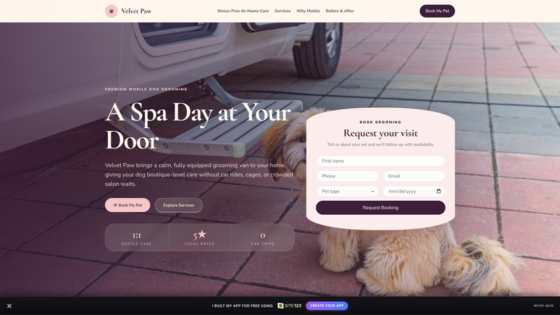 Velvet Paw Mobile Grooming One-Pager