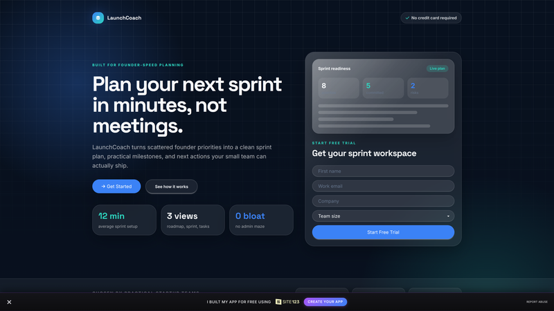 LaunchCoach SaaS Trial Landing Page