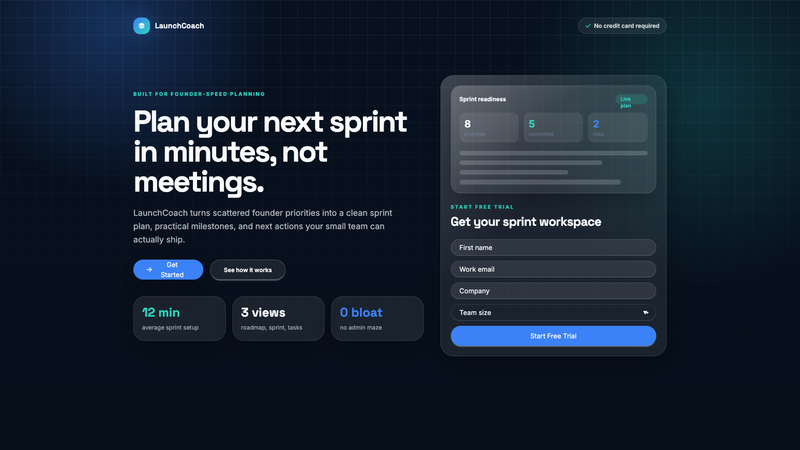 LaunchCoach SaaS Trial Landing Page