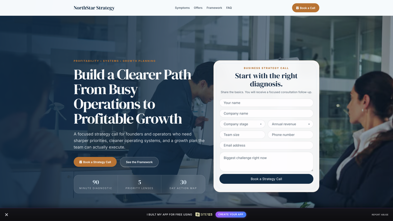 NorthStar Business Consultant Strategy Call Landing Page