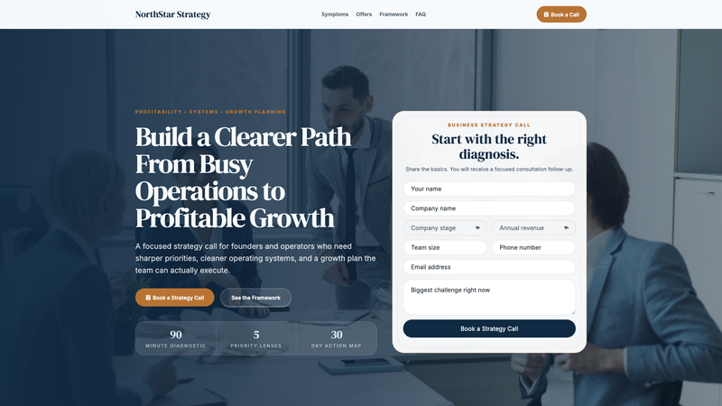 NorthStar Business Consultant Strategy Call Landing Page