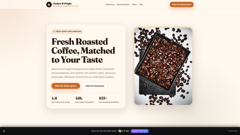 Craft Coffee Subscription Landing Page