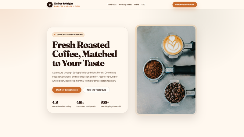 Craft Coffee Subscription Landing Page