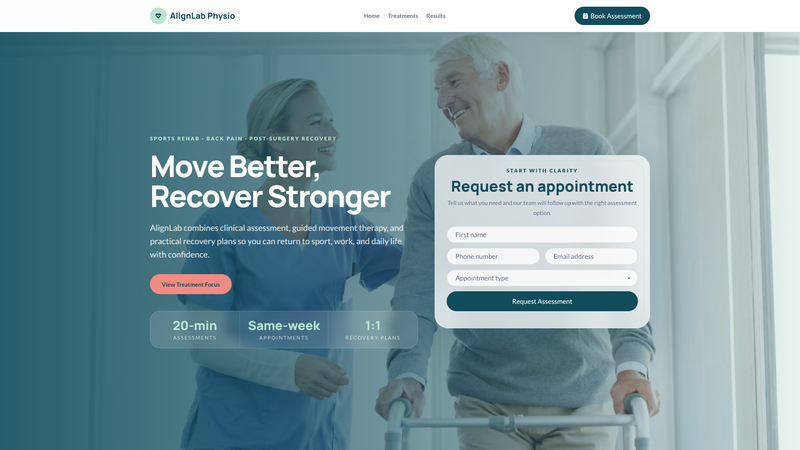 AlignLab Physiotherapy Clinic One-Pager