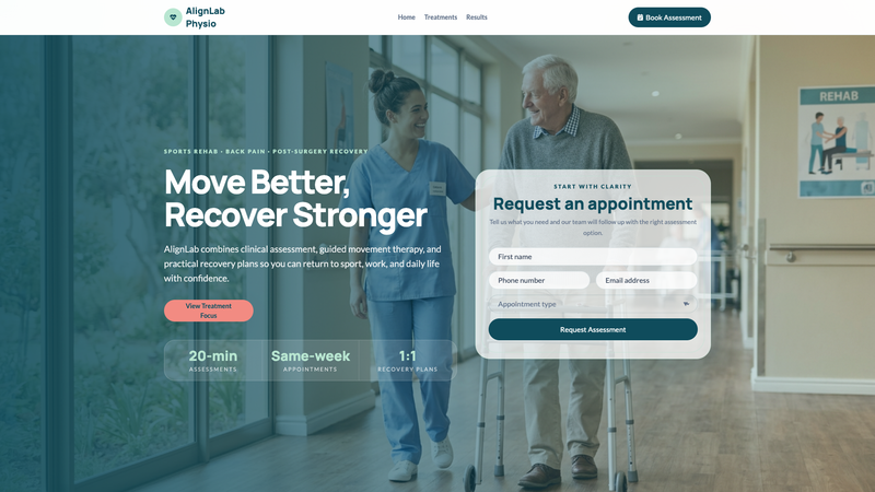 AlignLab Physiotherapy Clinic One-Pager