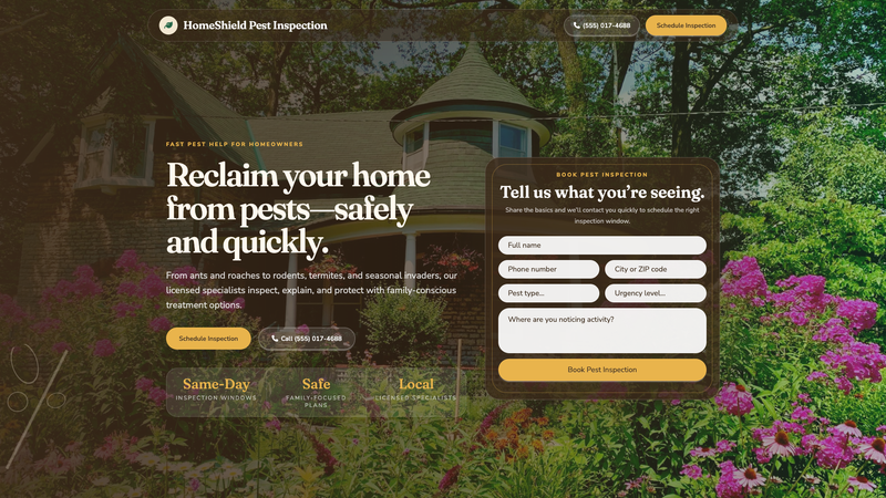 Pest Control Inspection Lead Landing Page