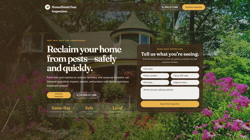 Pest Control Inspection Lead Landing Page