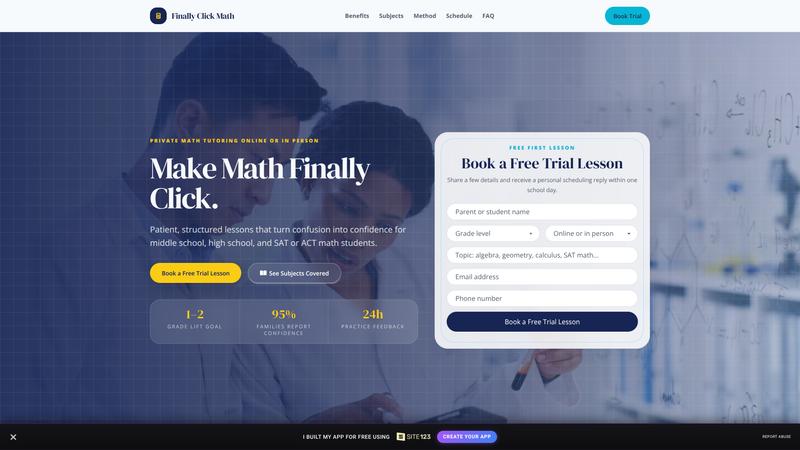 Private Math Tutor Trial Lesson Page
