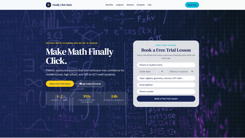 Private Math Tutor Trial Lesson Page
