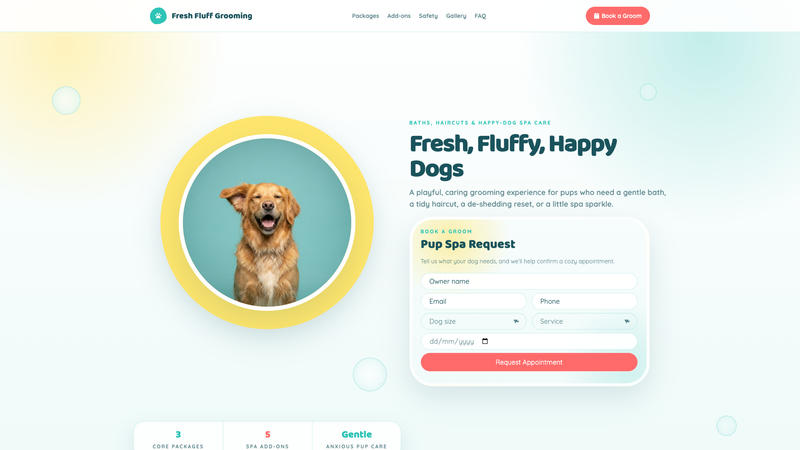 Dog Grooming Appointment Landing Page