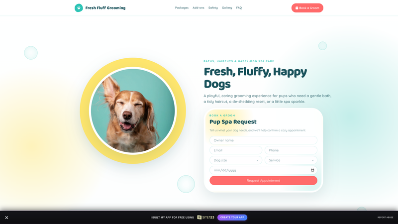 Dog Grooming Appointment Landing Page