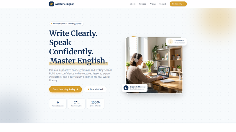 Mastery English Online One-Pager