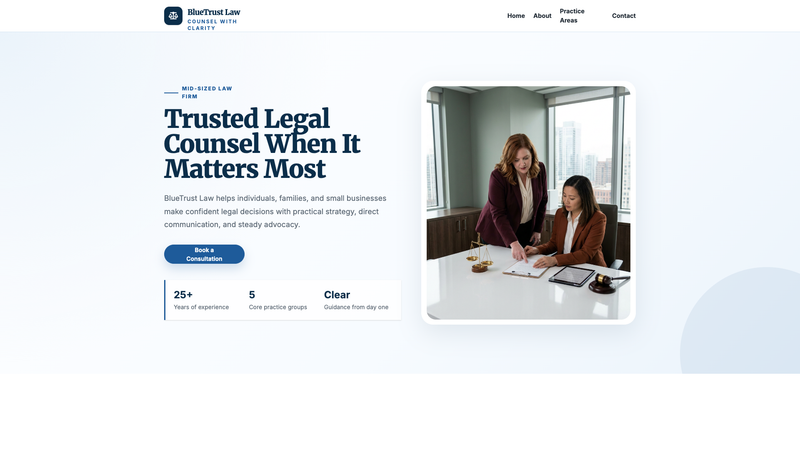 BlueTrust Law Firm One-Page Website