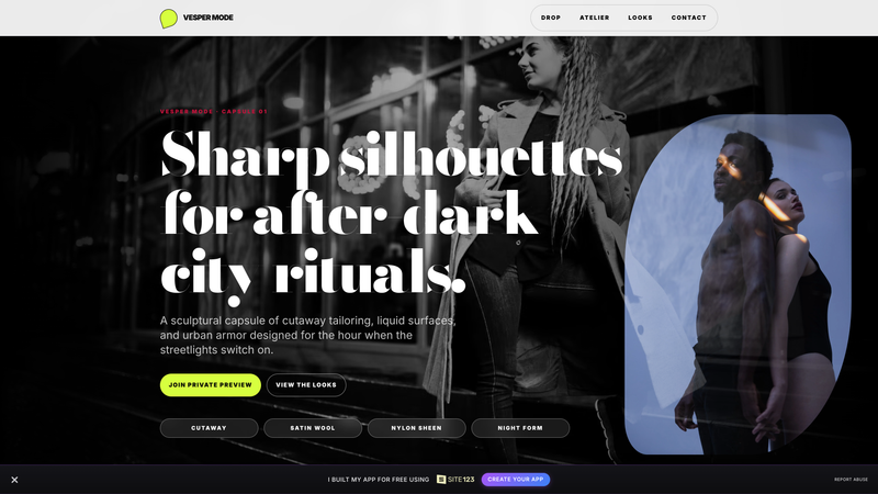 Vesper Mode &mdash; Premium Fashion Brand Single-Page Website