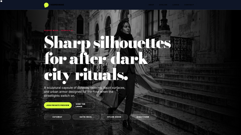Vesper Mode &mdash; Premium Fashion Brand Single-Page Website