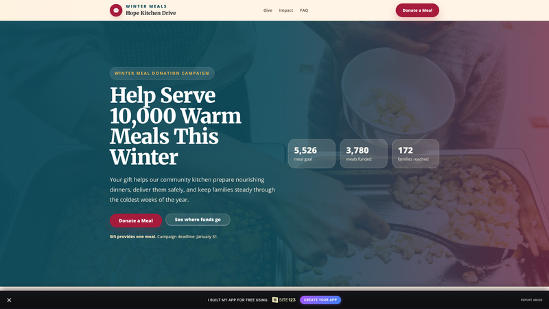 Nonprofit Donation Drive Landing Page