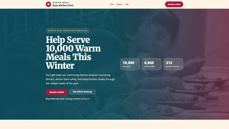 Nonprofit Donation Drive Landing Page