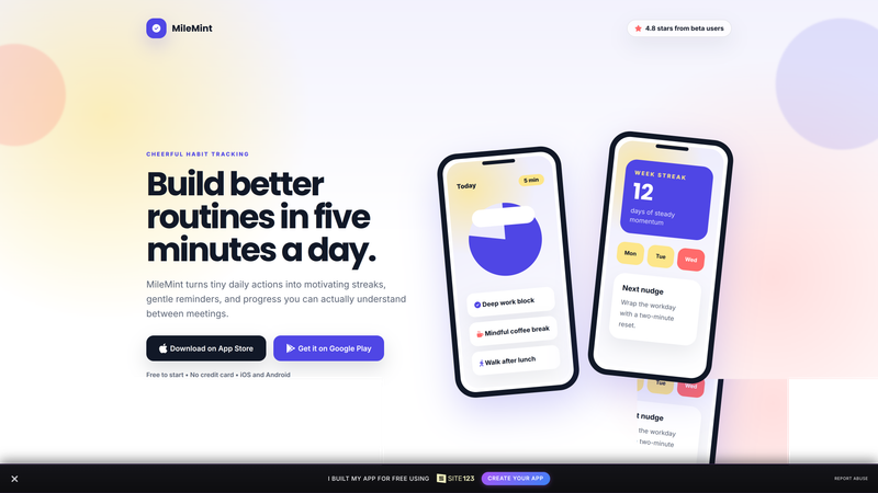 MileMint Habit Tracker App Download Page