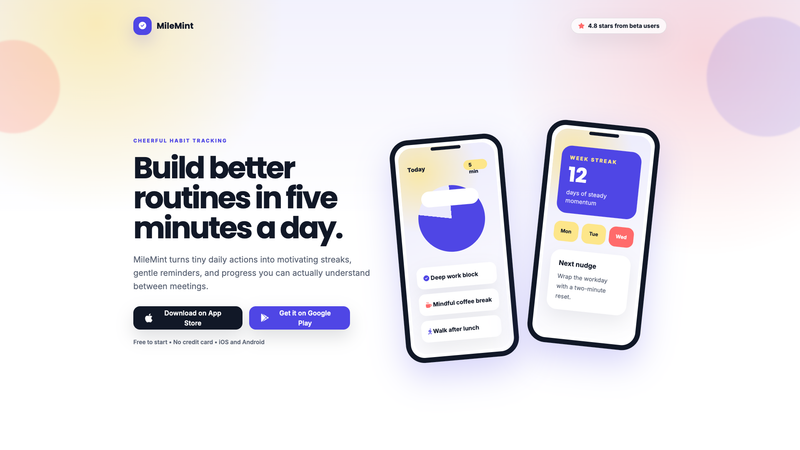 MileMint Habit Tracker App Download Page