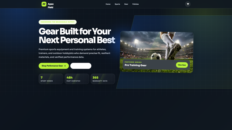 Apex Field &mdash; Premium Sports Equipment Store