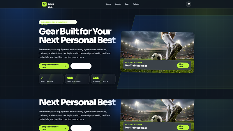 Apex Field &mdash; Premium Sports Equipment Store