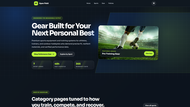 Apex Field &mdash; Premium Sports Equipment Store